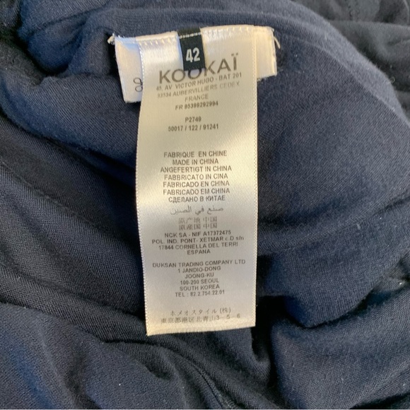 KOOKAI Blue Floral Silk Drop Shoulder V Neck Sheath Dress 42 / US 10‎ - Picture 9 of 12